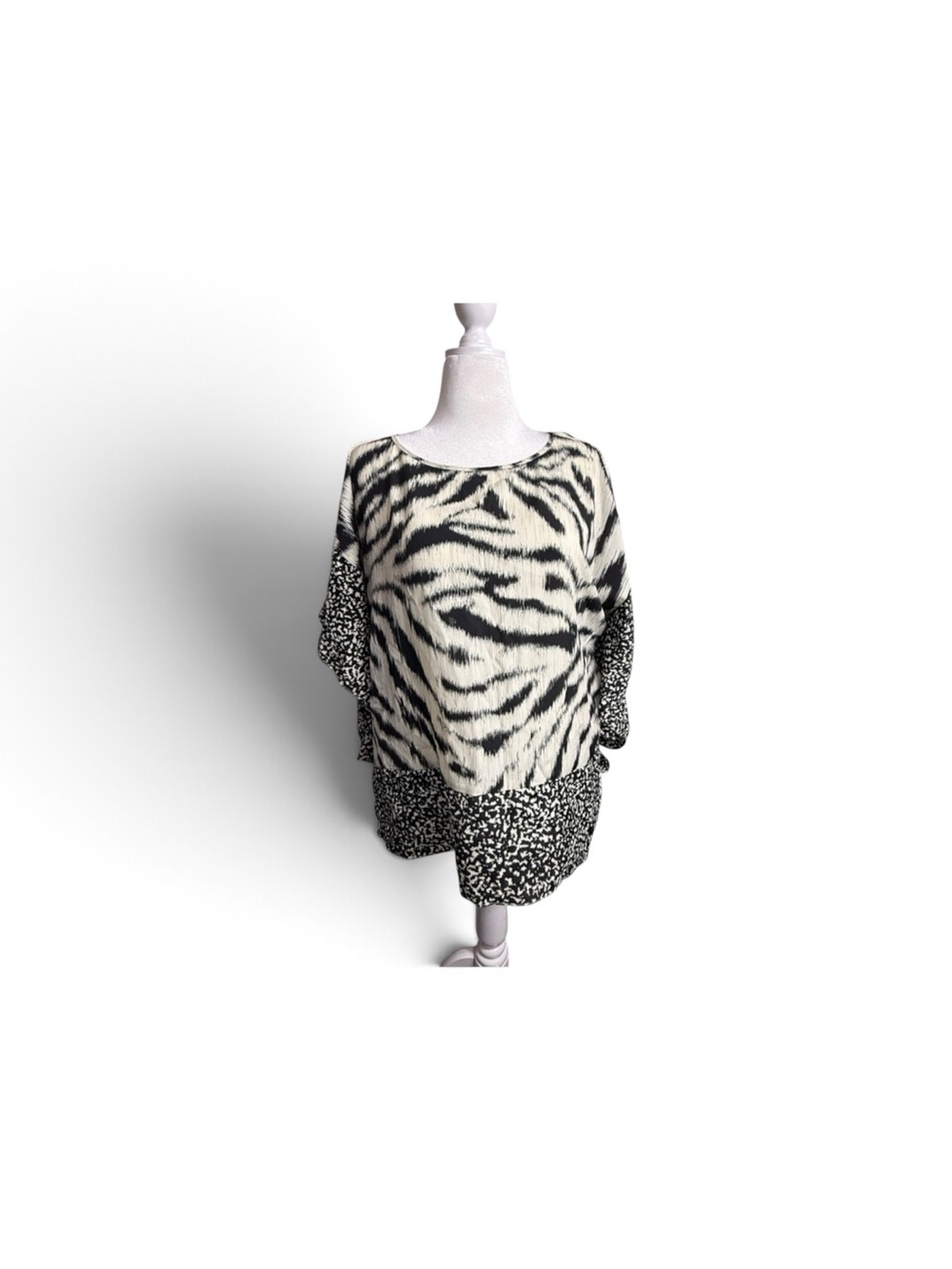 Michael Kors Black and White Zebra Print top size L/XL
